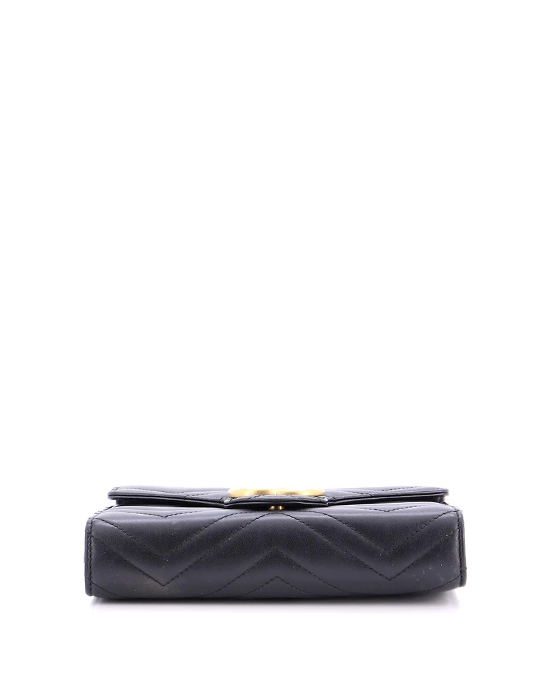 Pre-Owned Gucci Mini Gg Marmont Chain Wallet Matelasse Leather
