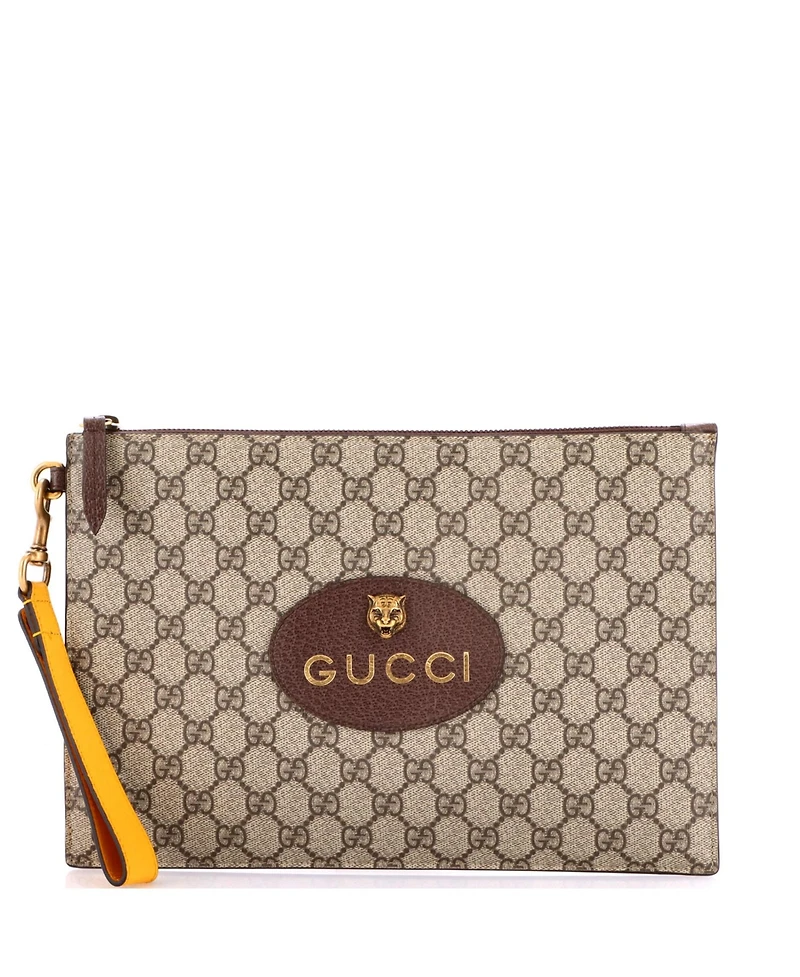 Pre-Owned Gucci Neo Vintage Wristlet Pouch Gg Coated Canvas