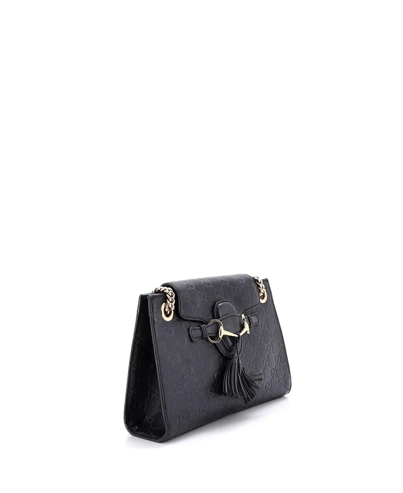 Pre-Owned Gucci Small Emily Chain Flap Shoulder Bag Guccissima Leather