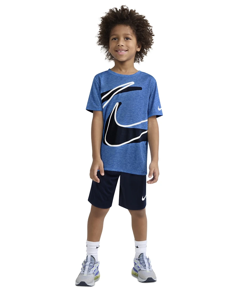 Nike Little Boys Dri-fit Swoosh T-shirt and Shorts Set, 2 Piece
