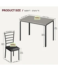 gaomon 5-Piece Kitchen Dining Room Table Chair Set for Small Space, Indoor Modern Dinette Set for 4, Square Dinner Table Set