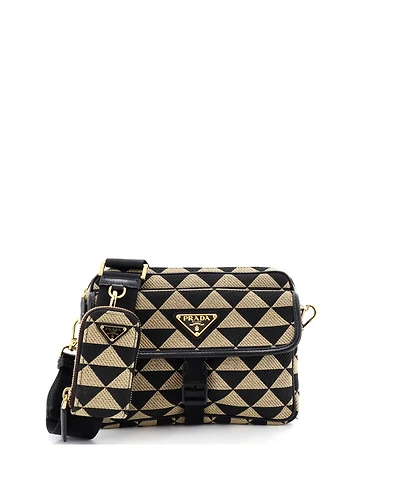 Pre-Owned Prada Small Symbole Front Pocket Zip Messenger Jacquard