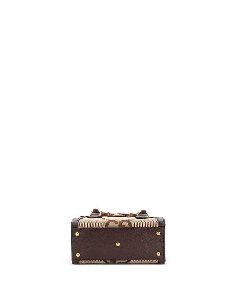 Pre-Owned Gucci Mini Diana Nm Bamboo Handle Tote Jumbo Gg Canvas