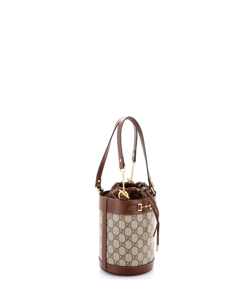 Pre-Owned Gucci Small Horsebit 1955 Bucket Bag Gg Coated Canvas with Leather