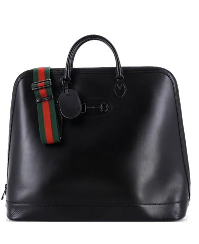 Pre-Owned Gucci Large Horsebit 1955 Web Duffle Bag Leather