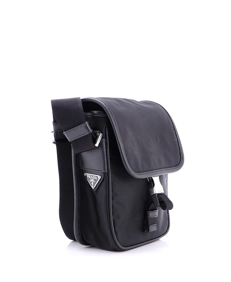 Pre-Owned Prada Logo Buckle Messenger Bag Nylon