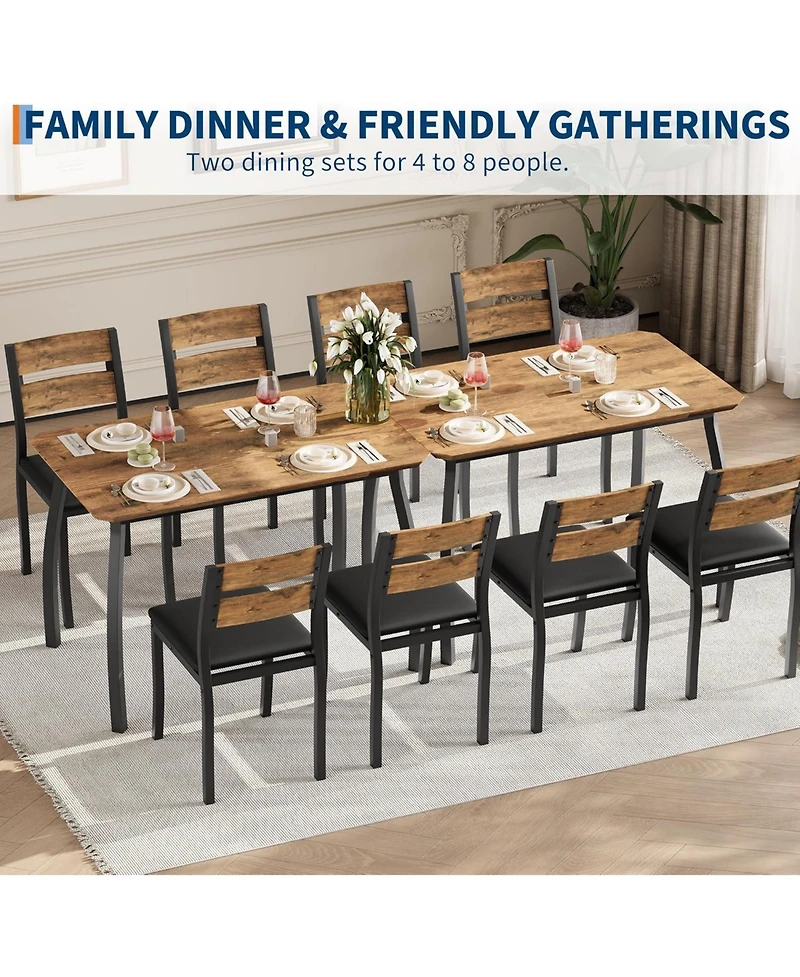 gaomon 5 Piece Dining Table Set for 4, Space-Saving Kitchen Table with Upholstered Chairs, Compact Dinner Set for Small Spaces, Apartment, Dining Room