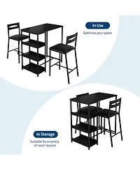 gaomon 3-Piece Kitchen Table Set with Storage Shelves and 2 Upholstered Chairs