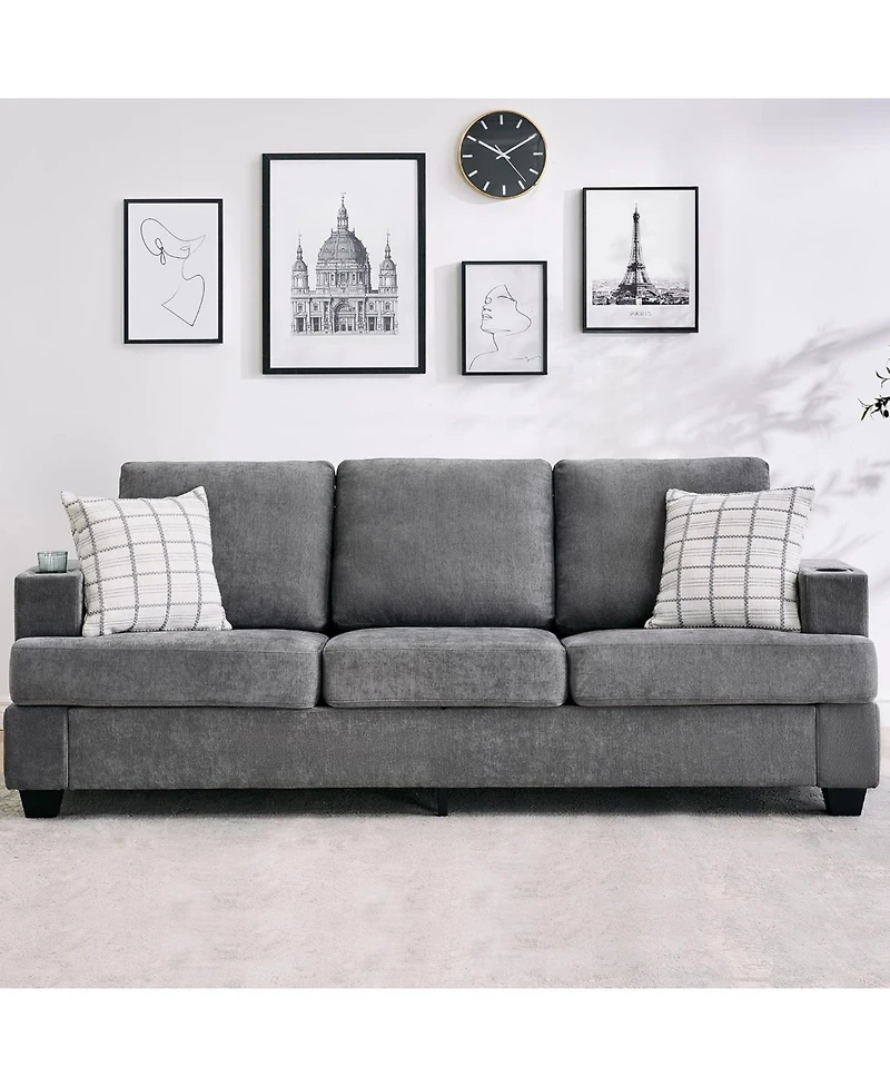 gaomon 89" 3-Seater Sofa, Chenille Couch with Deep Seat