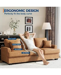 gaomon 86" Faux Leather Sofa, Modern Deep Seat Couch with Pillows and Removable Cover