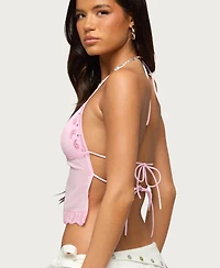 Edikted Women's Allise Backless Sequin Halter Top