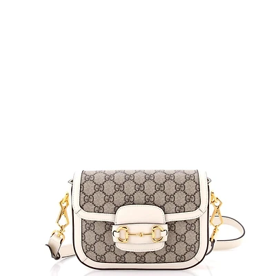 Pre-Owned Gucci Mini Horsebit 1955 Shoulder Bag Gg Coated Canvas with Leather