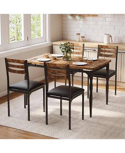 gaomon 5 Piece Dining Table Set, Industrial Style Dining Table and Chairs Set for 4, Kitchen Table Set for Dining Room Kitchen Apartment