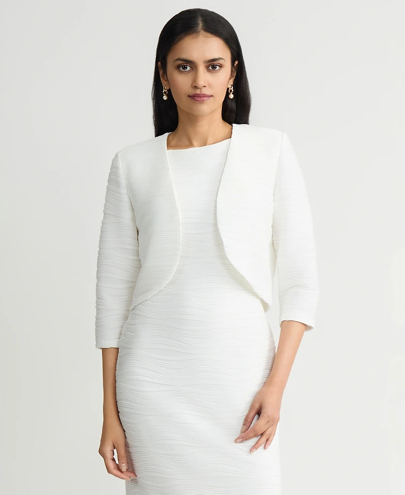 Kasper Women's Wave Knit 3/4-Sleeve Shrug, Regular & Petite