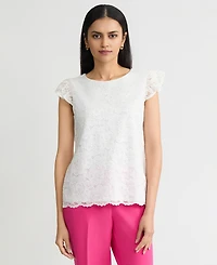 Kasper Women's Lace Flutter-Sleeve Top, Regular & Petite