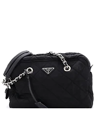 Pre-Owned Prada Medium Chain Shoulder Bag Quilted Tessuto