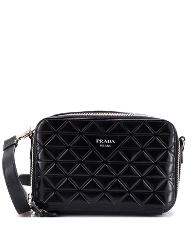Pre-Owned Prada Brique Camera Crossbody Bag Embossed Leather