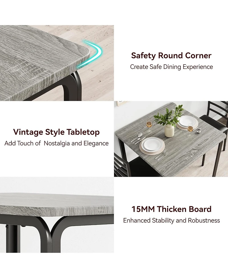 gaomon Dining Table for 2, Small Square kitchen Dinner Table Set for 2,Space Saving Wood Modern Dinette With Upholstered,Dining Room Furniture