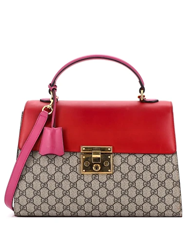 Pre-Owned Gucci Medium Padlock Top Handle Bag Gg Coated Canvas and Leather