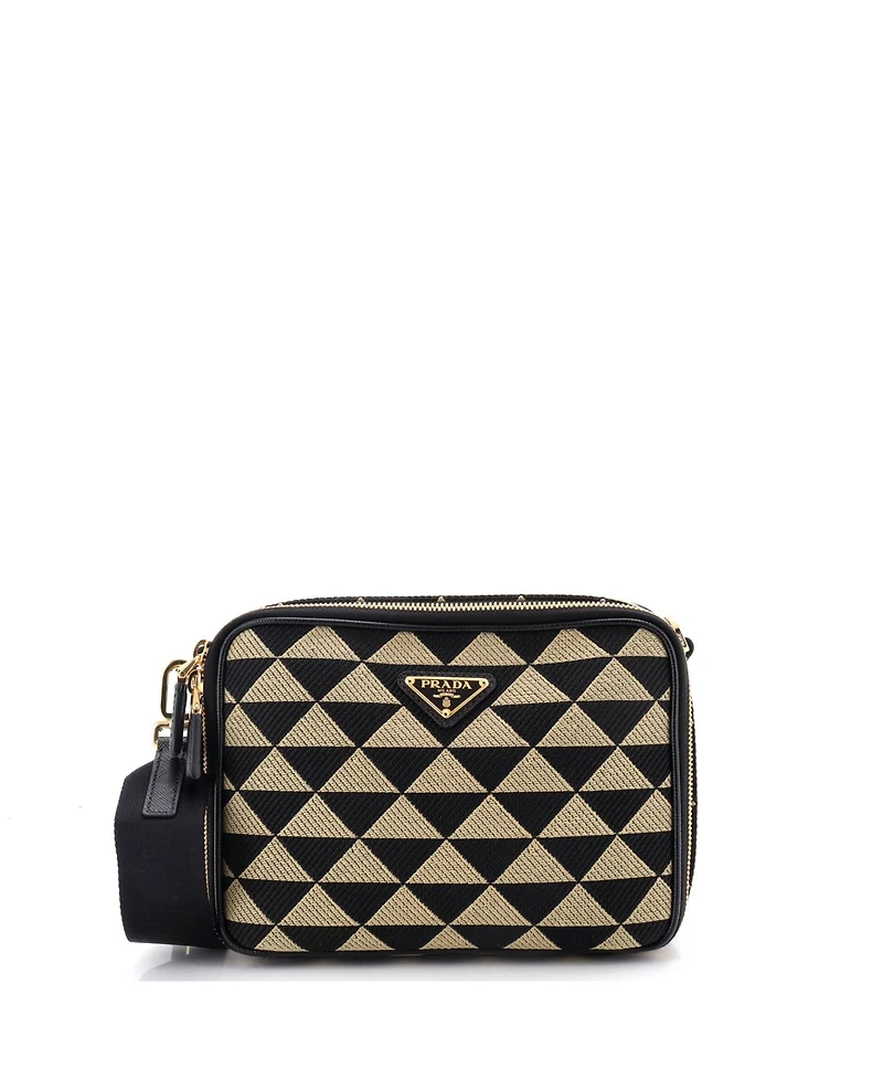 Pre-Owned Prada Symbole Zip Around Shoulder Bag Jacquard