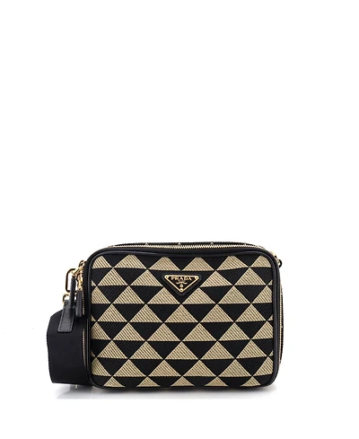 Pre-Owned Prada Symbole Zip Around Shoulder Bag Jacquard