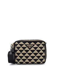 Pre-Owned Prada Symbole Zip Around Shoulder Bag Jacquard