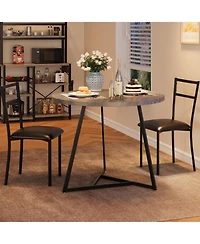 gaomon Dining Table Set for 2, Kitchen Table and Chairs for 2 with Upholstered Chairs, 3 Piece Dining Room Table Set, Round Kitchen Table Set