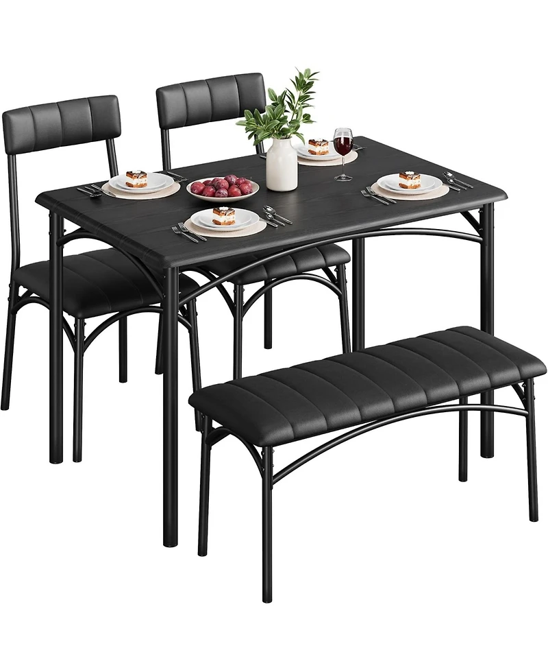 gaomon Dining Table Set for 4, Kitchen Table with Upholstered Bench and 2 Chairs, Kitchen Table and Chairs Set, for Small Space, Apartment