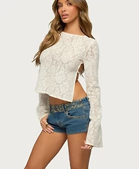 Edikted Women's Flaura Backless Sheer Lace Top