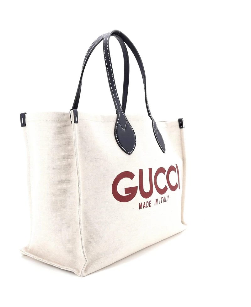 Pre-Owned Gucci Medium Logo Shopper Tote Printed Canvas