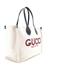 Pre-Owned Gucci Medium Logo Shopper Tote Printed Canvas