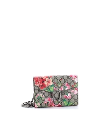 Pre-Owned Gucci Small Dionysus Chain Wallet Blooms Print Gg Coated Canvas