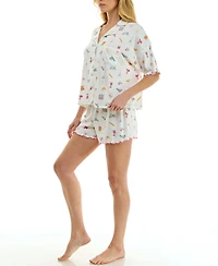 Sincerely Jules Women's Short-Sleeve Top and Elastic Waist Shorts, 2-Piece Set