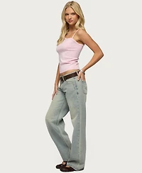 Edikted Women's Holly Low Rise Straight Leg Jeans