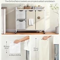 Yigii Laundry Sorter shelve with Hamper Wheels Rolling Basket Pull-out Detachable Bags