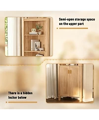 Yigii Tall Corner Cabinet shelf with Fluted Door