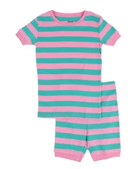 Leveret Toddler Matching Family Two Piece Cotton Short Sleeve Shirt and Shorts Striped Pajamas 2T-5T