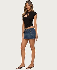 Edikted Women's Fridie Buttoned Denim Mini Skort