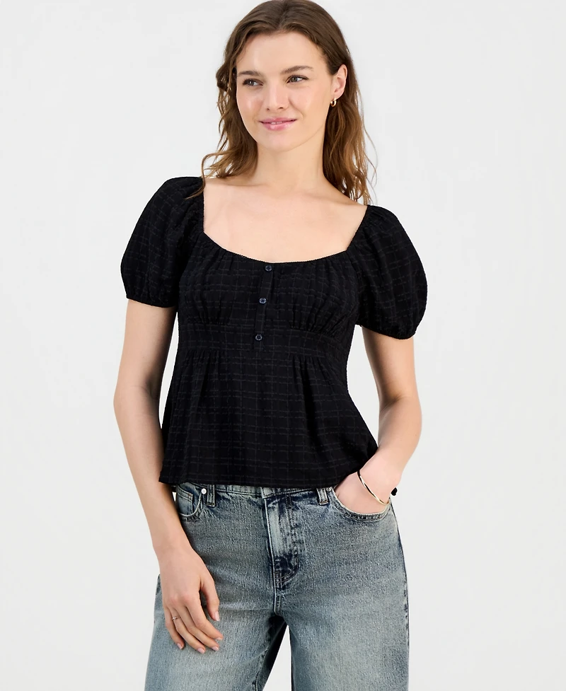 Sincerely Jules Juniors' Puff-Sleeve Babydoll Top