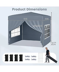 Gymax 10 X Ft Pop up Canopy Tent w/ 4 Sidewalls Wheeled Bag Sandbags 8 Stakes