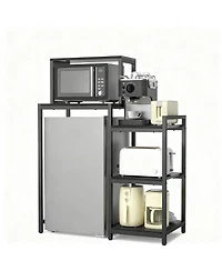 Yigii Mini Fridge Stand Microwave Cabinet 3-Tier Wood Storage Rack Dorm Kitchen