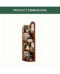 Yigii Poplar Wood Corner Bookshelf 4-Tier 64" Tall Mid Century Modern