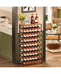 Yigii Bottles Wine Rack Freestanding Floor Wood Top Tier Kitchen Pantry Storage