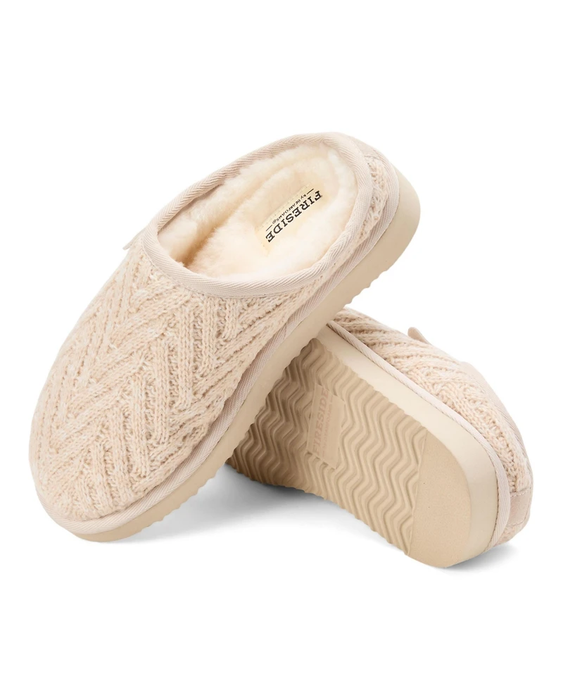 Dearfoams Women's Greta Genuine Shearling Knit Clog Slipper