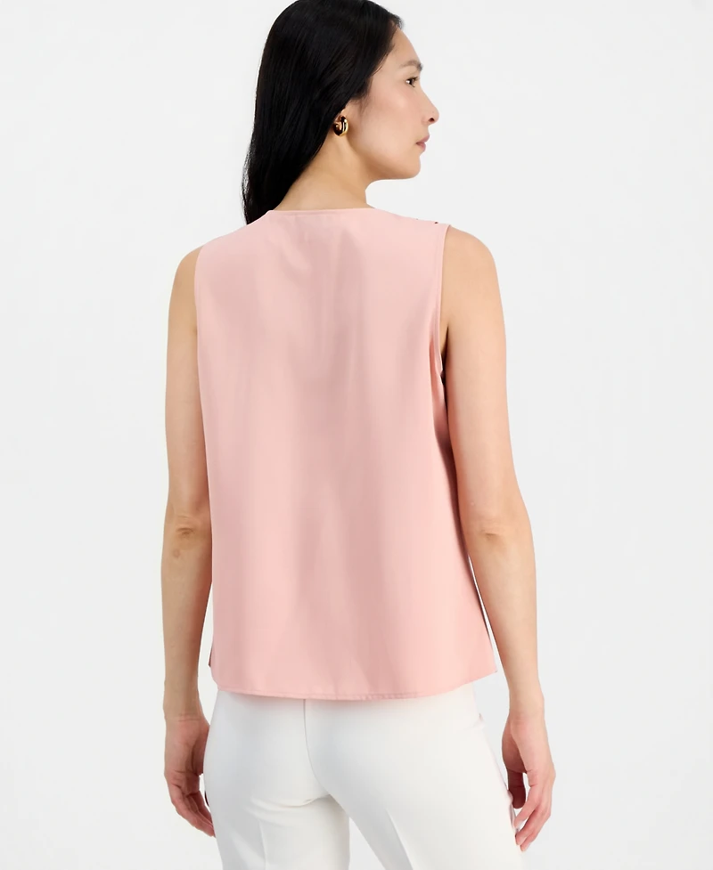 Kasper Women's Ruffled V-Neck Sleeveless Top, Regular & Petite