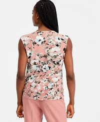 Kasper Women's Pleated Keyhole-Neck Top