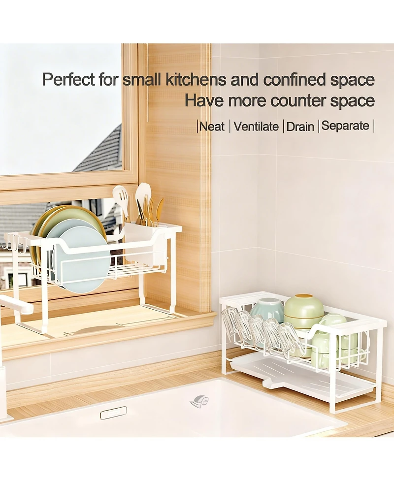 Yigii 2-Tier Dish shelf Drainboard Narrow Space