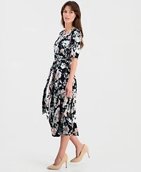 Kasper Women's Floral Elbow-Sleeve Fit & Flare Dress