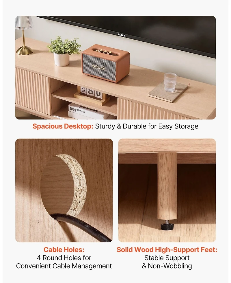 Gouun Boho Tv Stand with Sliding Door for TVs