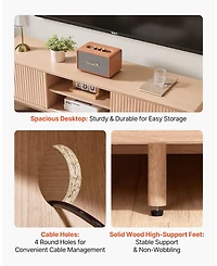 Gouun Boho Tv Stand with Sliding Door for TVs